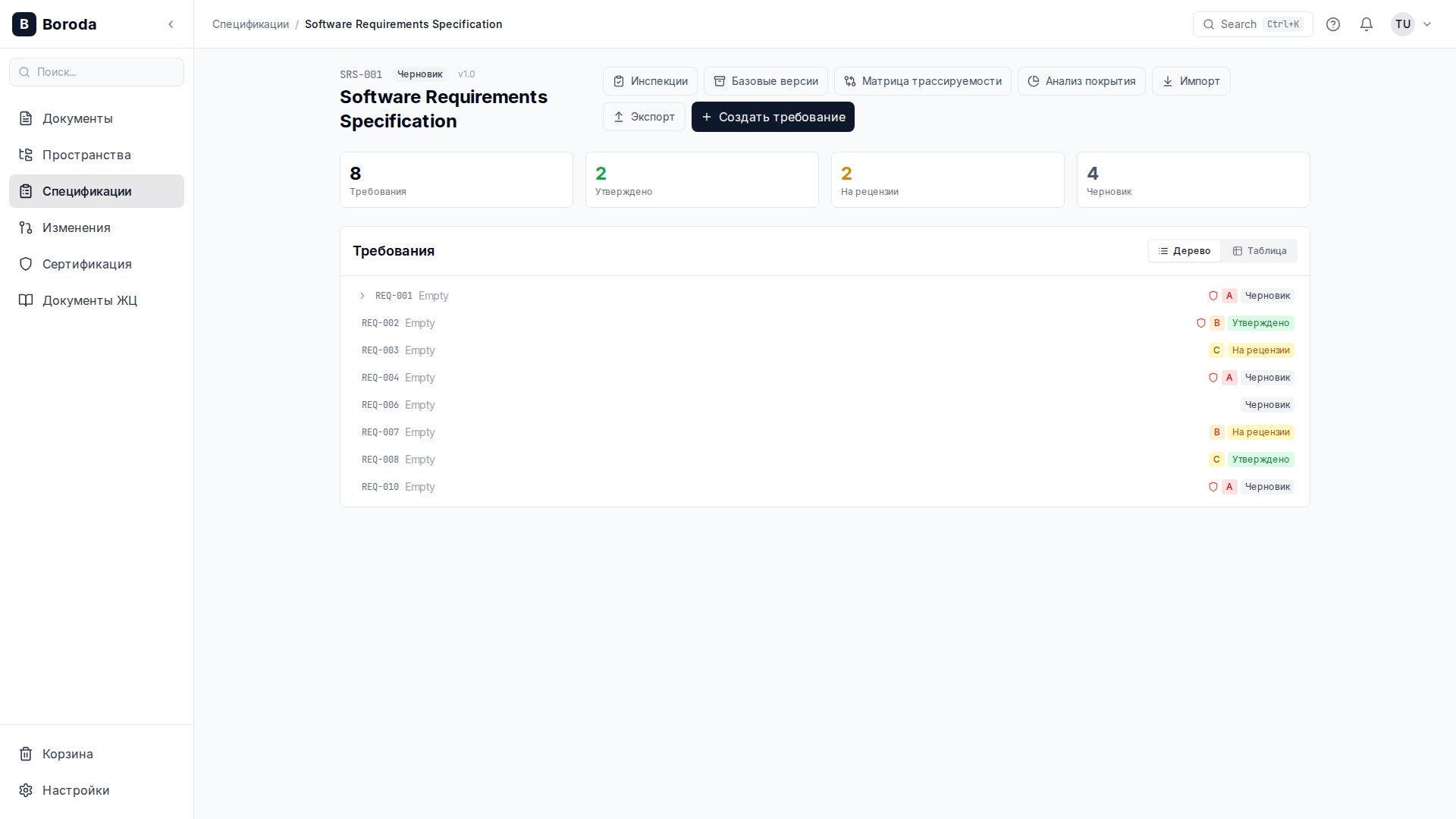 Детали спецификации